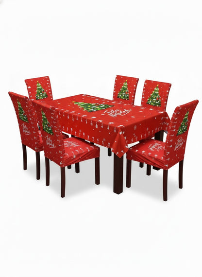 Set Mantel 6 Fundas Sillas Navidad Arbol de Navidad