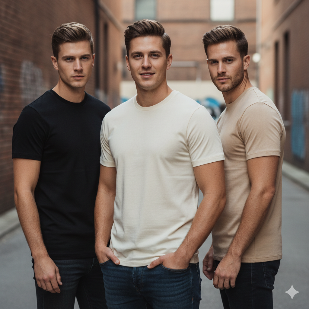 Camisetas Premiun X3 - COLORES: MARFIL, NEGRO Y ARENA